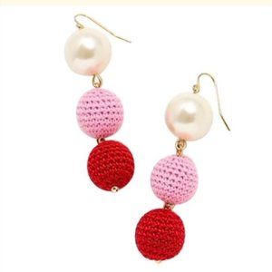J CREW Crochet bead & faux pearl dangle earrings NWT